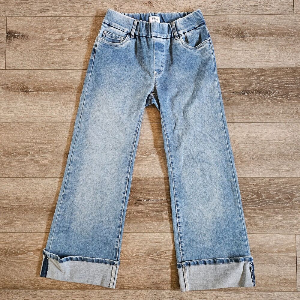 Bevy Flog Jasmine Cropped Jeans Womens 26 Blue Pull On Elastic Waist Wide Leg
